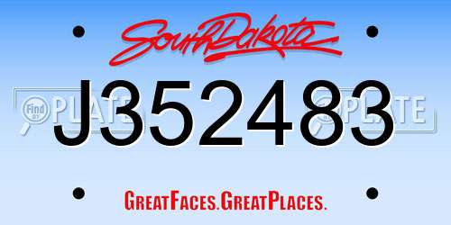 J352483 South Dakota License Plate