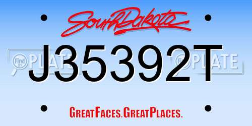J35392T South Dakota License Plate