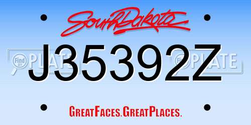 J35392Z South Dakota License Plate