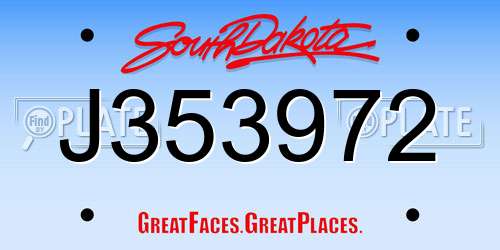 J353972 South Dakota License Plate