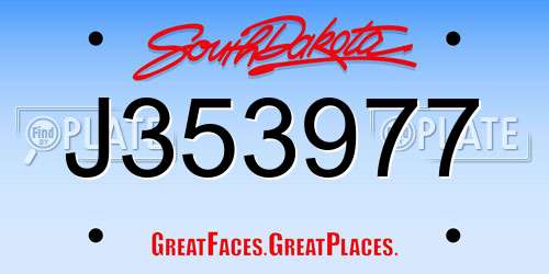 J353977 South Dakota License Plate