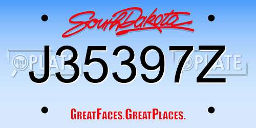 J35397Z South Dakota License Plate
