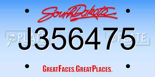 J356475 South Dakota License Plate
