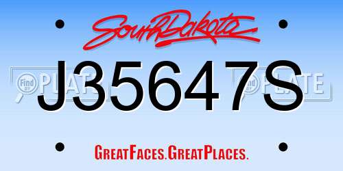 J35647S South Dakota License Plate