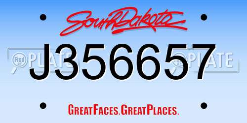 J356657 South Dakota License Plate