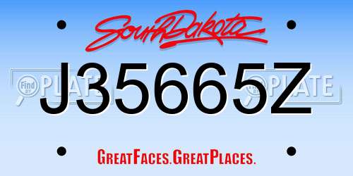 J35665Z South Dakota License Plate