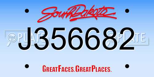 J356682 South Dakota License Plate