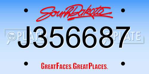 J356687 South Dakota License Plate
