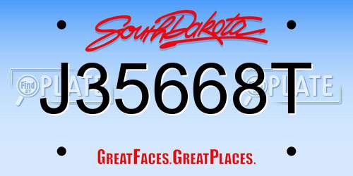 J35668T South Dakota License Plate
