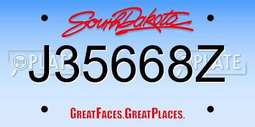 J35668Z South Dakota License Plate