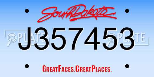 J357453 South Dakota License Plate