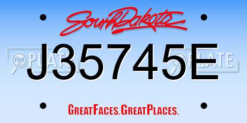 J35745E South Dakota License Plate