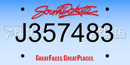 J357483 South Dakota License Plate