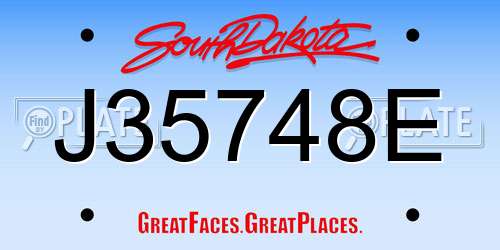 J35748E South Dakota License Plate
