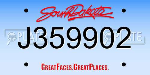 J359902 South Dakota License Plate