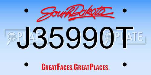 J35990T South Dakota License Plate