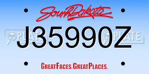 J35990Z South Dakota License Plate