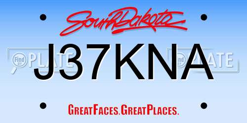 J37KNA South Dakota License Plate