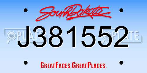 J381552 South Dakota License Plate