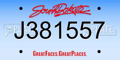 J381557 South Dakota License Plate