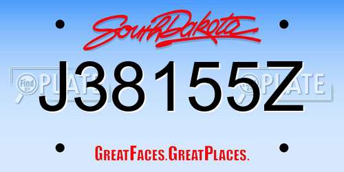 J38155Z South Dakota License Plate