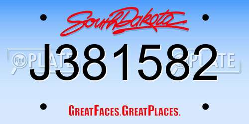 J381582 South Dakota License Plate