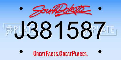 J381587 South Dakota License Plate
