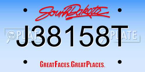 J38158T South Dakota License Plate