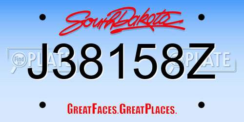 J38158Z South Dakota License Plate