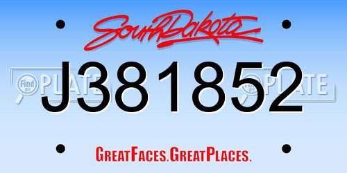 J381852 South Dakota License Plate