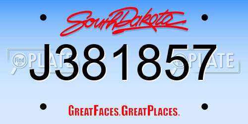 J381857 South Dakota License Plate