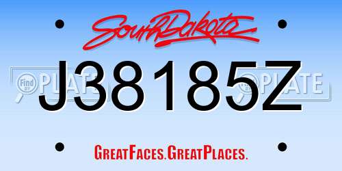 J38185Z South Dakota License Plate