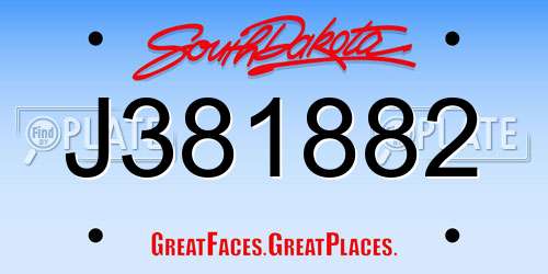 J381882 South Dakota License Plate