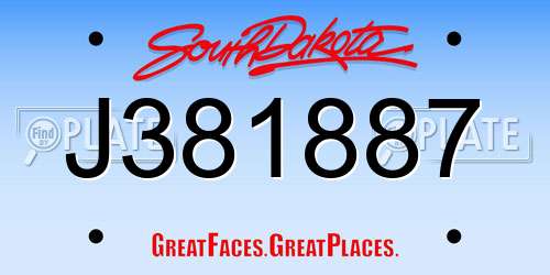 J381887 South Dakota License Plate