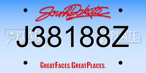 J38188Z South Dakota License Plate