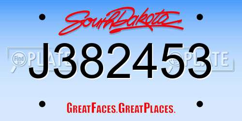 J382453 South Dakota License Plate