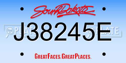 J38245E South Dakota License Plate