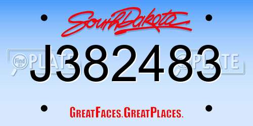 J382483 South Dakota License Plate