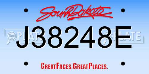 J38248E South Dakota License Plate