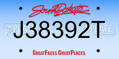J38392T South Dakota License Plate