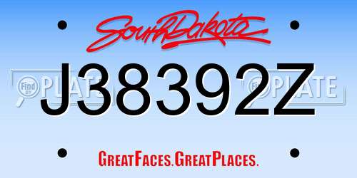 J38392Z South Dakota License Plate