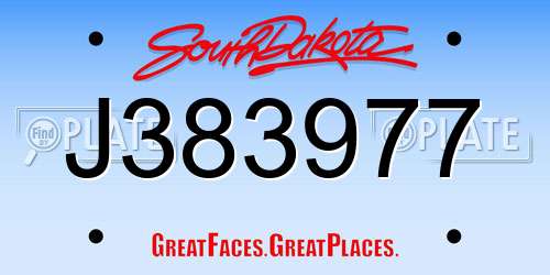 J383977 South Dakota License Plate