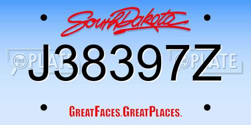 J38397Z South Dakota License Plate