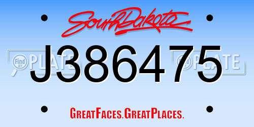 J386475 South Dakota License Plate