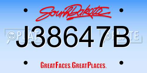 J38647B South Dakota License Plate