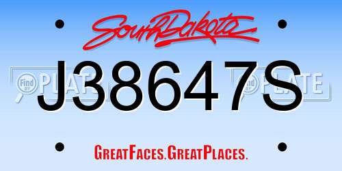 J38647S South Dakota License Plate