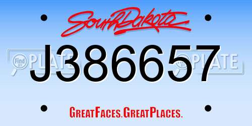 J386657 South Dakota License Plate