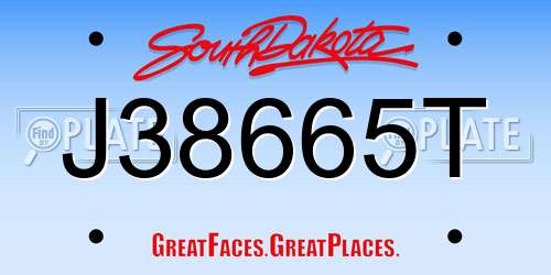J38665T South Dakota License Plate