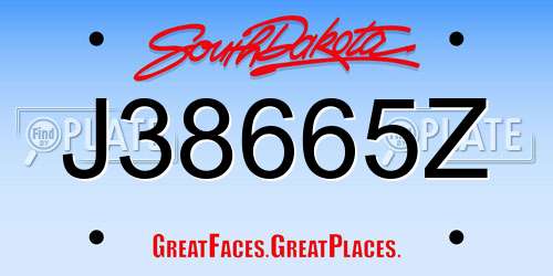J38665Z South Dakota License Plate