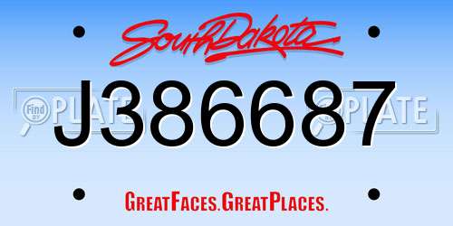 J386687 South Dakota License Plate